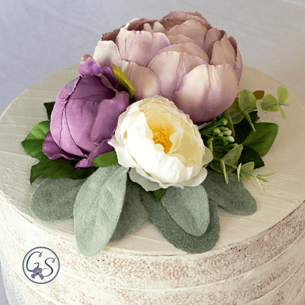 CT05-silk-floral-cake-topper-lavender-purple-peonies-gilded-shadows-bridal