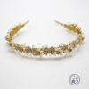 HB06 Gold or Silver Floral Crystal and Pearl Headband - Image 2