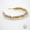 HB06 Gold or Silver Floral Crystal and Pearl Headband - Image 3