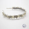HB06 Gold or Silver Floral Crystal and Pearl Headband - Image 5