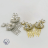 HCJ01 Gold, Silver or Rose Gold Leaf Rhinestone Hair Combs Set - Image 2
