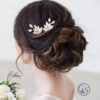 HCJ01 Gold, Silver or Rose Gold Leaf Rhinestone Hair Combs Set